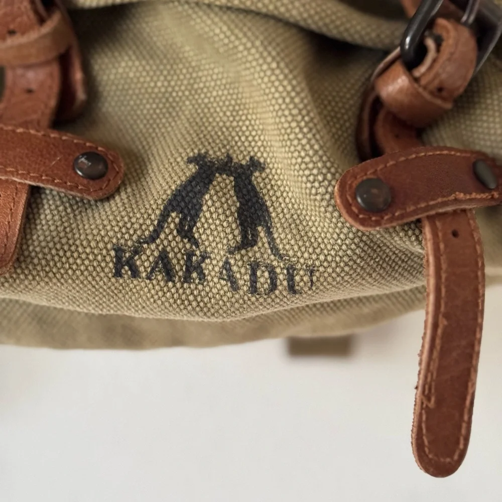 Vintage Kakadu TRADERS AUSTRALIA BROWN Canvas and  LEATHER BACKPACK BAG
